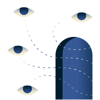 Ojos que miran a través de una puerta.